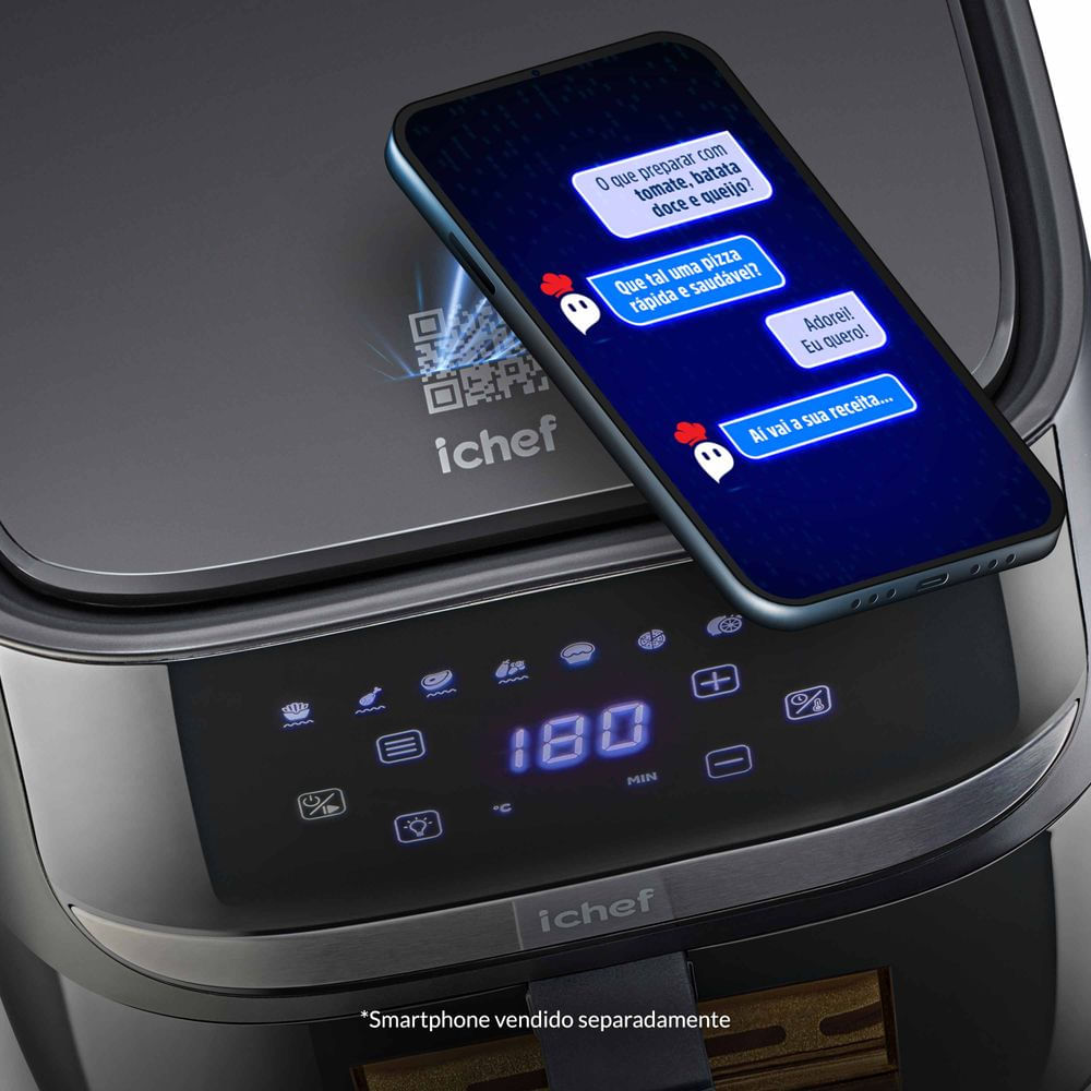 Encontraproduto.com.br - Fritadeira Elétrica Airfryer Vision Max Ichef Polishop 5,7L | 220V