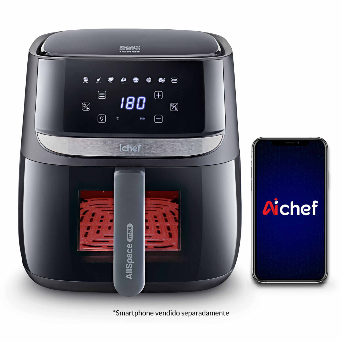 Encontraproduto.com.br - Fritadeira Elétrica Airfryer Vision Max Ichef Polishop 5,7L | 220V