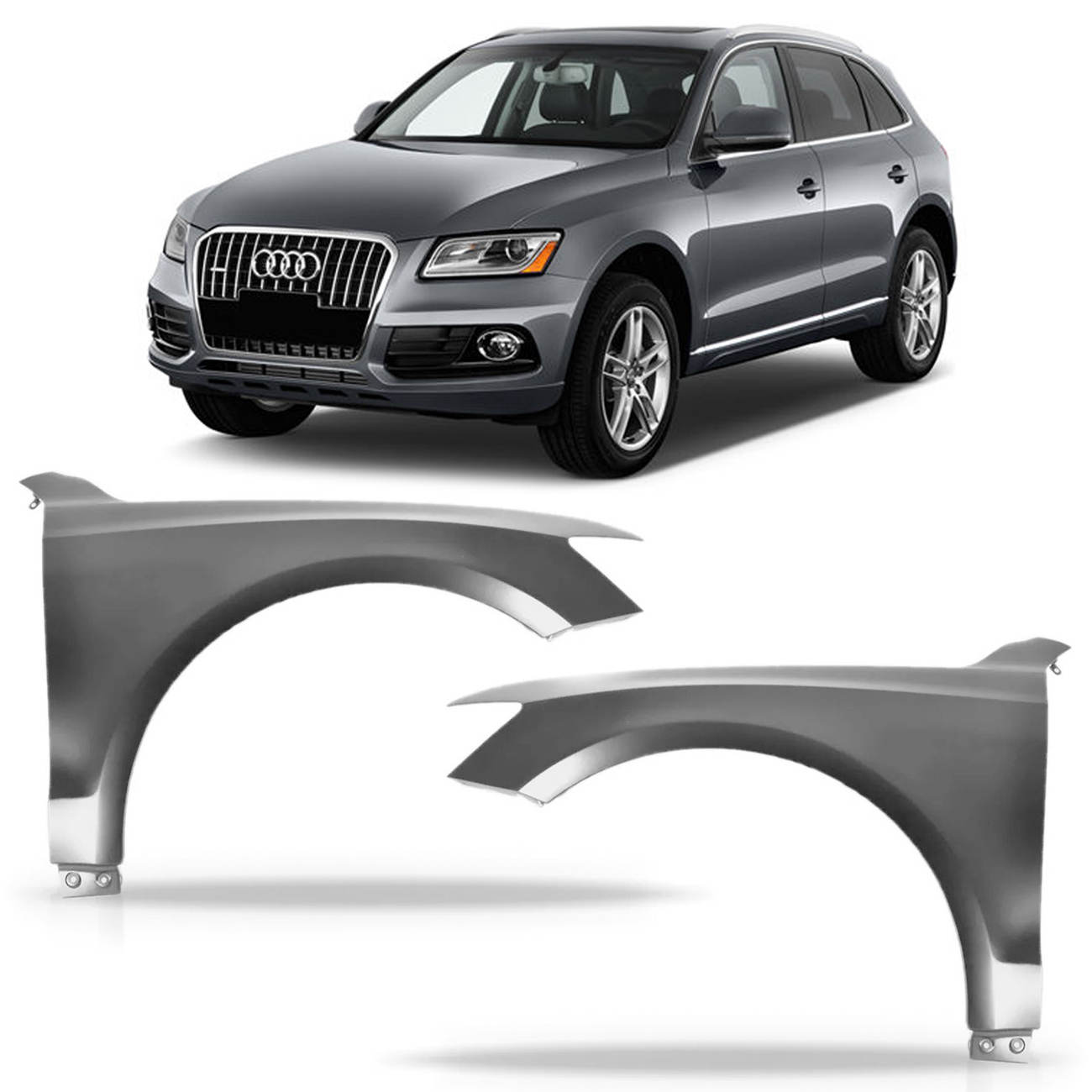 Para-lama Dianteiro Audi Q5 2009 2010 2011 2012 2013 2014 2015 2016 Alargador Cinza