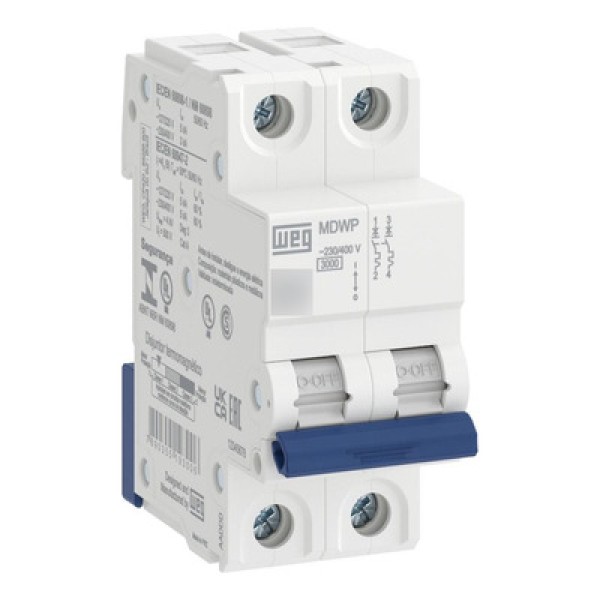 Mini Disjuntor Bipolar 20A MDW-P Curva C 3KA Weg