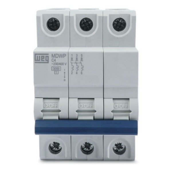 Encontraproduto.com.br - Disjuntor 3P 4A Curva C 3KA 230V MDWP-C4-3 15265743 Weg