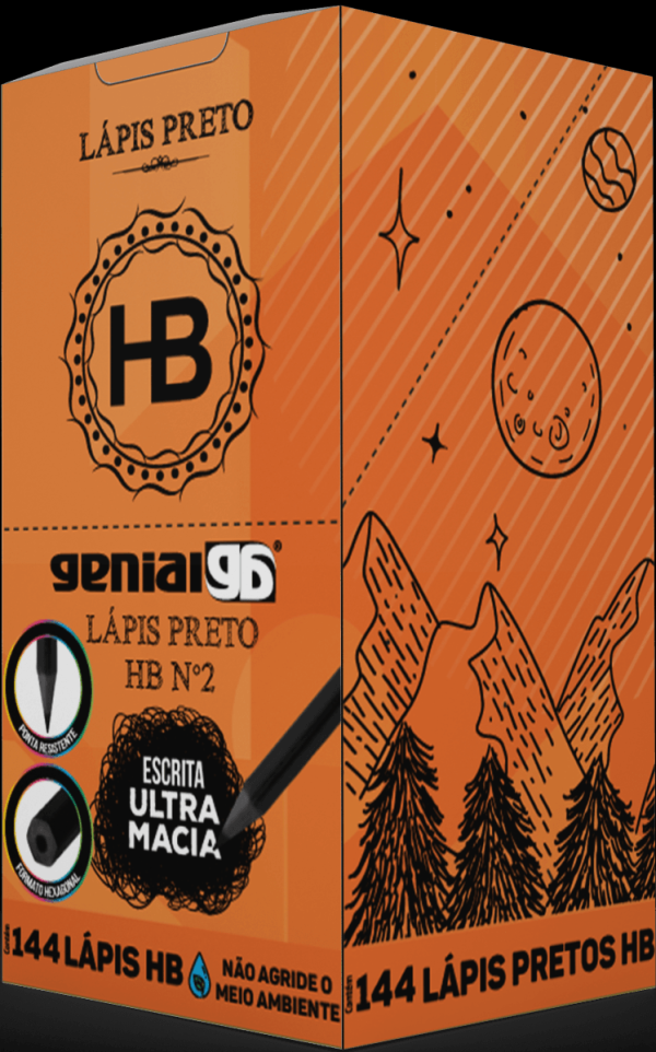 LÁPIS PRETO HB RESINA PLÁSTICA RECICLADA PRETO 144 PEÇAS