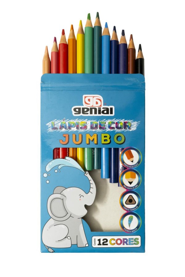 Encontraproduto.com.br - LÁPIS DE COR JUMBO TRIANGULAR 12 CORES
