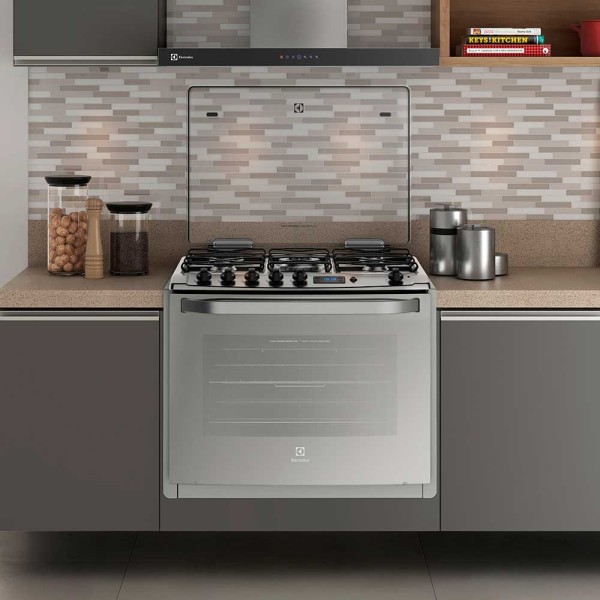 Encontraproduto.com.br - Fogão 5 Bocas de Embutir Electrolux Prata com Grill e Timer Digital (76EXR)