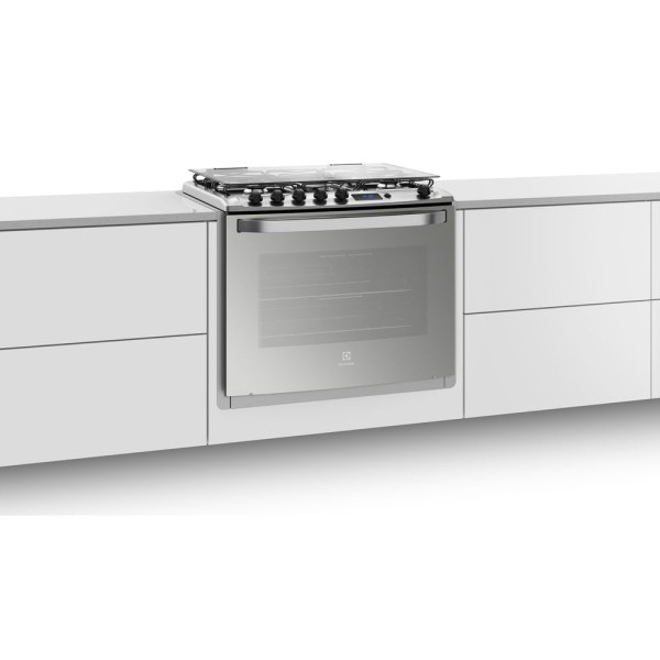 Encontraproduto.com.br - Fogão 5 Bocas de Embutir Electrolux Prata com Grill e Timer Digital (76EXR)