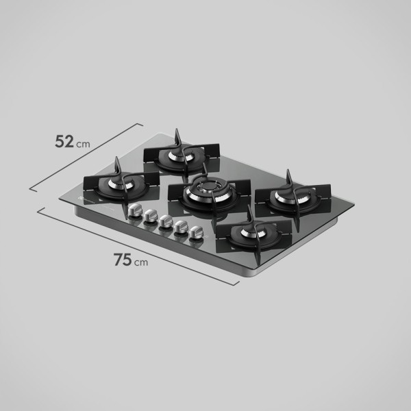 Encontraproduto.com.br - Cooktop 5 Bocas Electrolux a Gás Prata com Tripla Chama e Grade Ferro Fundido Home Pro  (GC75U)