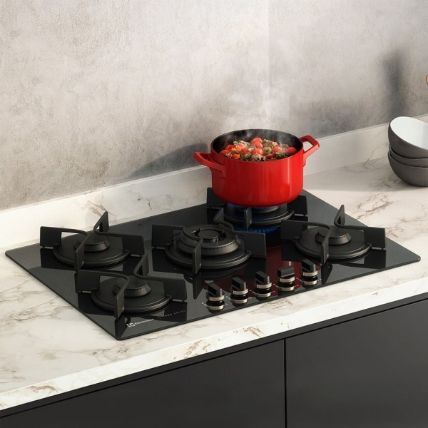Encontraproduto.com.br - Cooktop 5 Bocas Electrolux a Gás com Tripla Chama e Grades de Ferro Fundido Pro Series (GV75P)