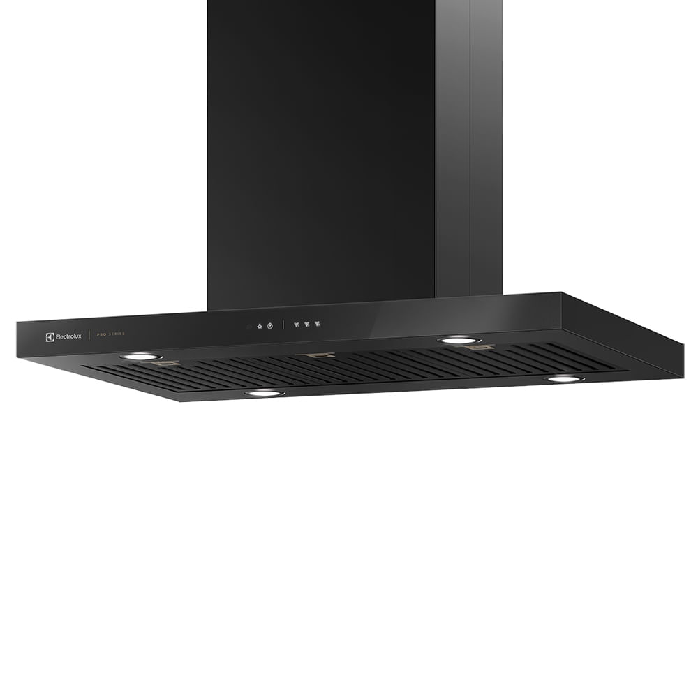 Encontraproduto.com.br - Coifa de Ilha Electrolux 90cm Preta Pro Series com Painel Touch e Filtro Baffle (90CIV)