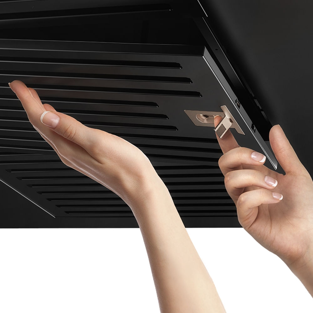 Encontraproduto.com.br - Coifa de Ilha Electrolux 90cm Preta Pro Series com Painel Touch e Filtro Baffle (90CIV)