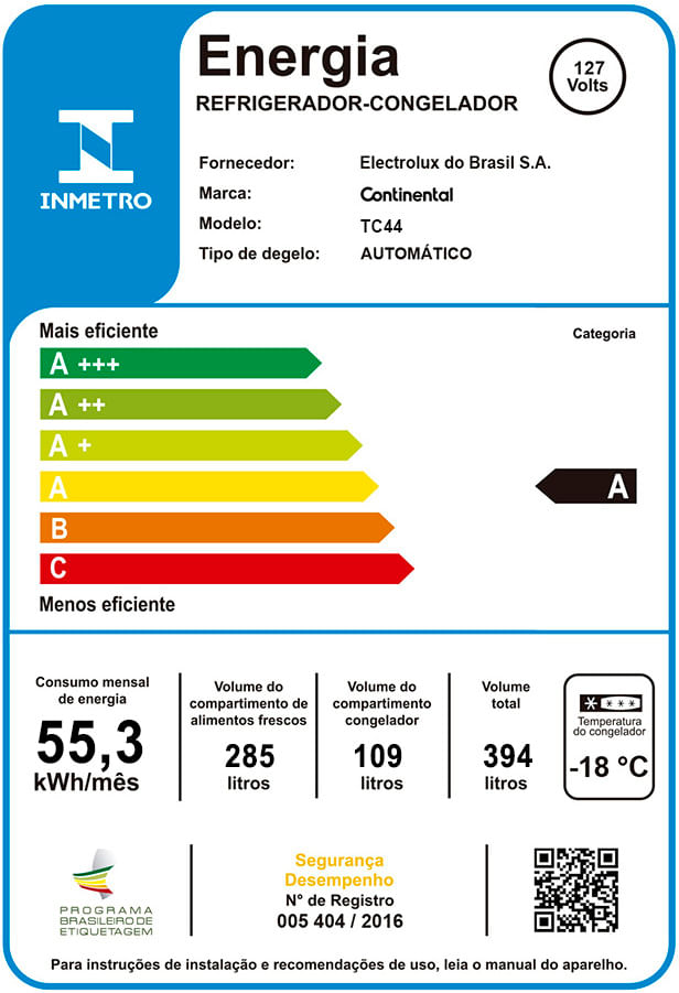 Encontraproduto.com.br - Geladeira/Refrigerador Continental Frost Free Duplex Branca 394 Litros (TC44)