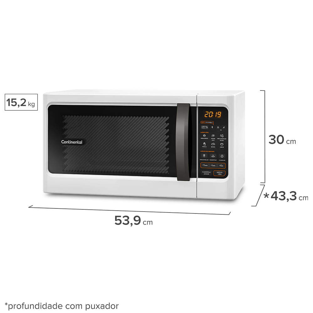 Encontraproduto.com.br - Micro-ondas Continental Branco 34 Litros com Função Descongelar (MC34B)