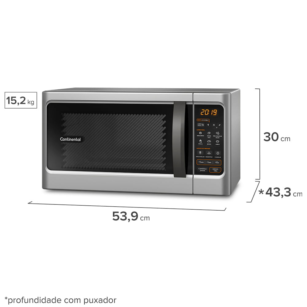 Encontraproduto.com.br - Micro-ondas Continental Prata 34 Litros com Função Descongelar (MC34S)