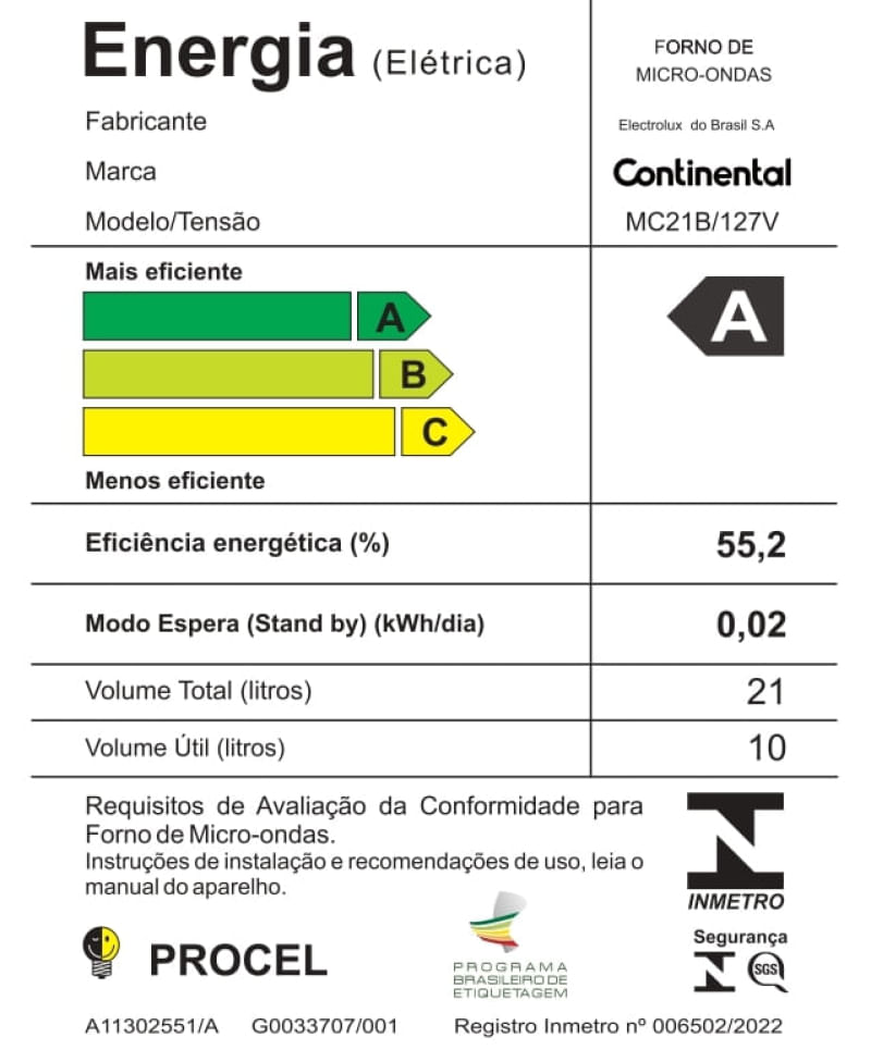 Encontraproduto.com.br - Micro-ondas Continental Prata 34 Litros com Função Descongelar (MC34S)