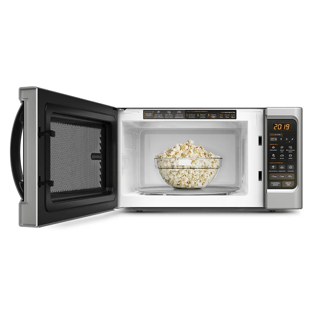 Encontraproduto.com.br - Micro-ondas Prata 34 Litros com Função Descongelar MC34S Continental 220V