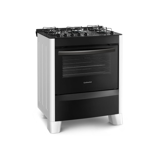 Encontraproduto.com.br - Fogão 5 Bocas Continental Automático Branco com Mesa de Vidro (FC5VB)