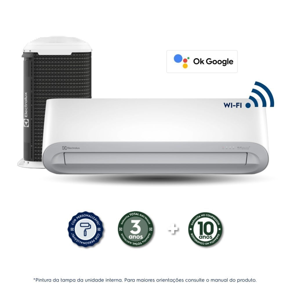 Encontraproduto.com.br - Ar-Condicionado Electrolux Split 9.000 BTUs Color Adapt Quente/Frio com Wi-fi (YI09R/YE09R)