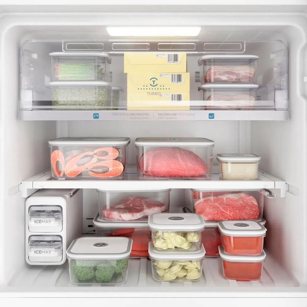 Encontraproduto.com.br - Geladeira Electrolux Top Freezer Frost Free Efficient Inox Preto Look com Autosense 474L IF56B
