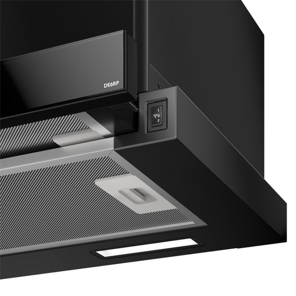 Encontraproduto.com.br - Depurador de Ar Electrolux 60cm Retrátil Preto Efficient com Luz de Led (DE6RP)