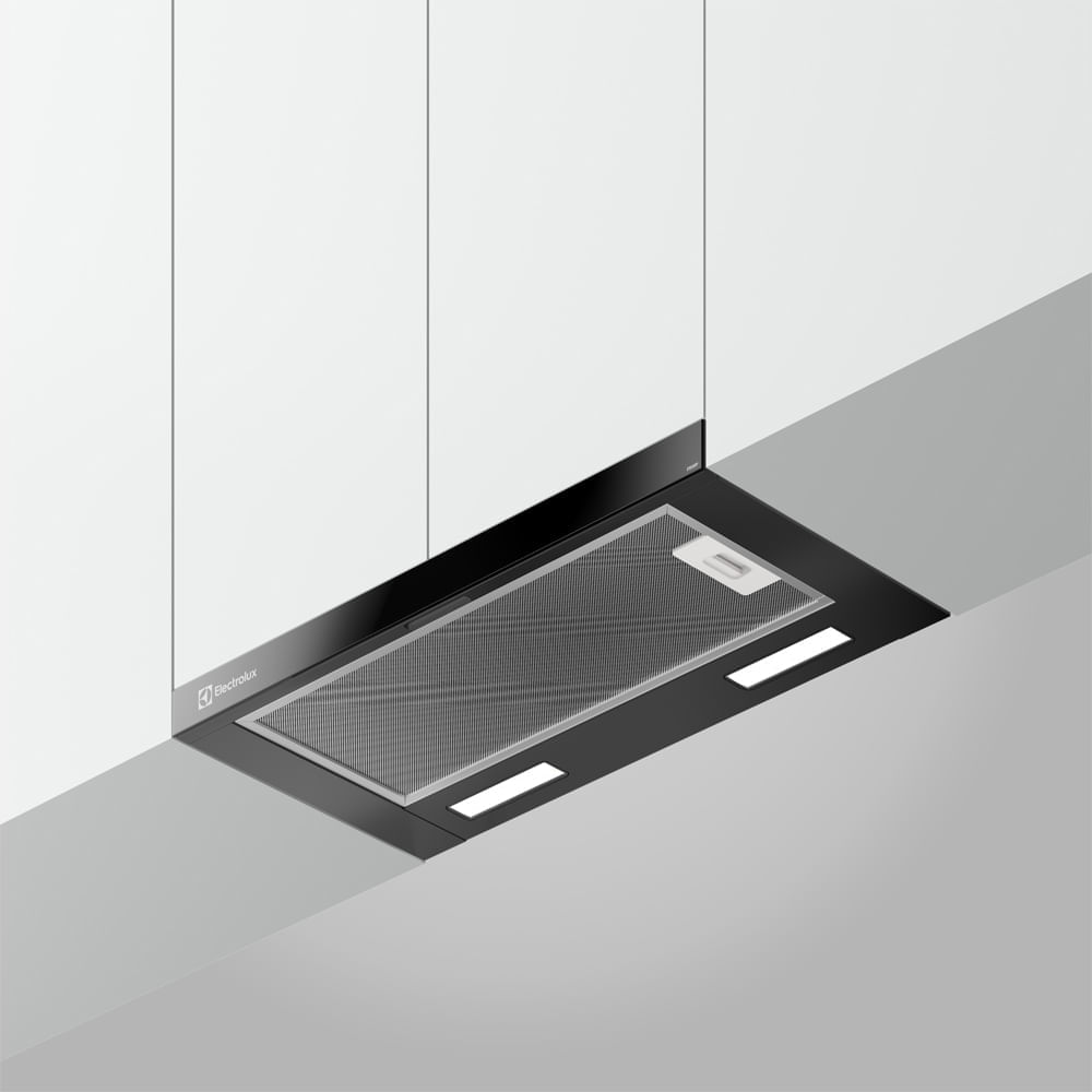 Encontraproduto.com.br - Depurador de Ar Electrolux 60cm Retrátil Preto Efficient com Luz de Led (DE6RP)