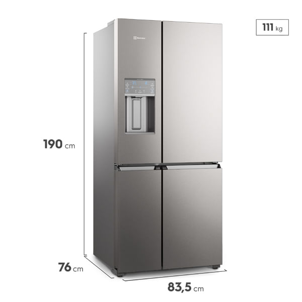 Encontraproduto.com.br - Geladeira Electrolux Frost Free Inverter 541L Experience com FlexiSpace 4 Portas Cinza Home Pro (IQ8IS)