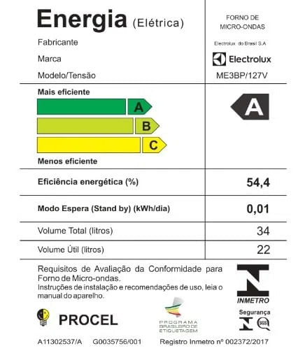Encontraproduto.com.br - Micro-ondas de Embutir Electrolux 34L Preto Experience com Descongelamento Assistido (ME3BP)