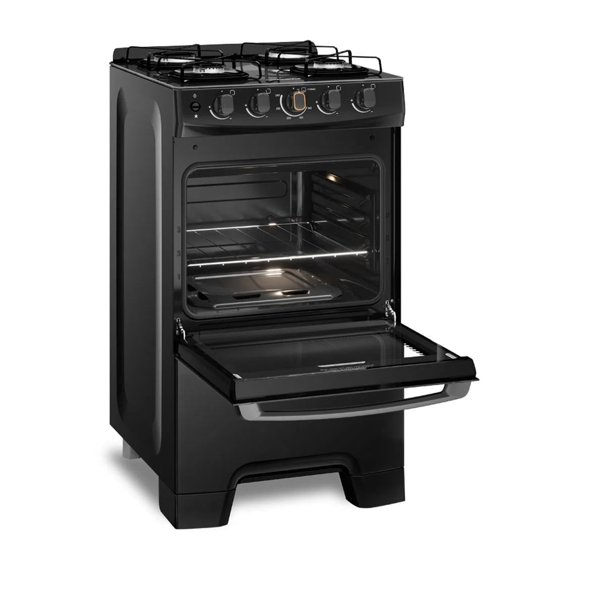 Encontraproduto.com.br - Fogão 4 Bocas Continental Preto Automático com TOPLimpaFácil e Mesa de Vidro (FC4FP)