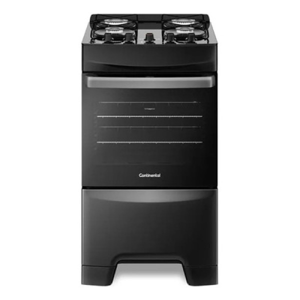 Encontraproduto.com.br - Fogão 4 Bocas Continental Preto Automático com TOPLimpaFácil e Mesa de Vidro (FC4FP)