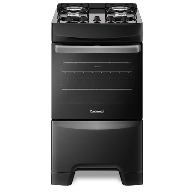 Encontraproduto.com.br - Fogão 4 Bocas Continental Preto Automático com TOPLimpaFácil e Mesa de Vidro (FC4GP) Premium