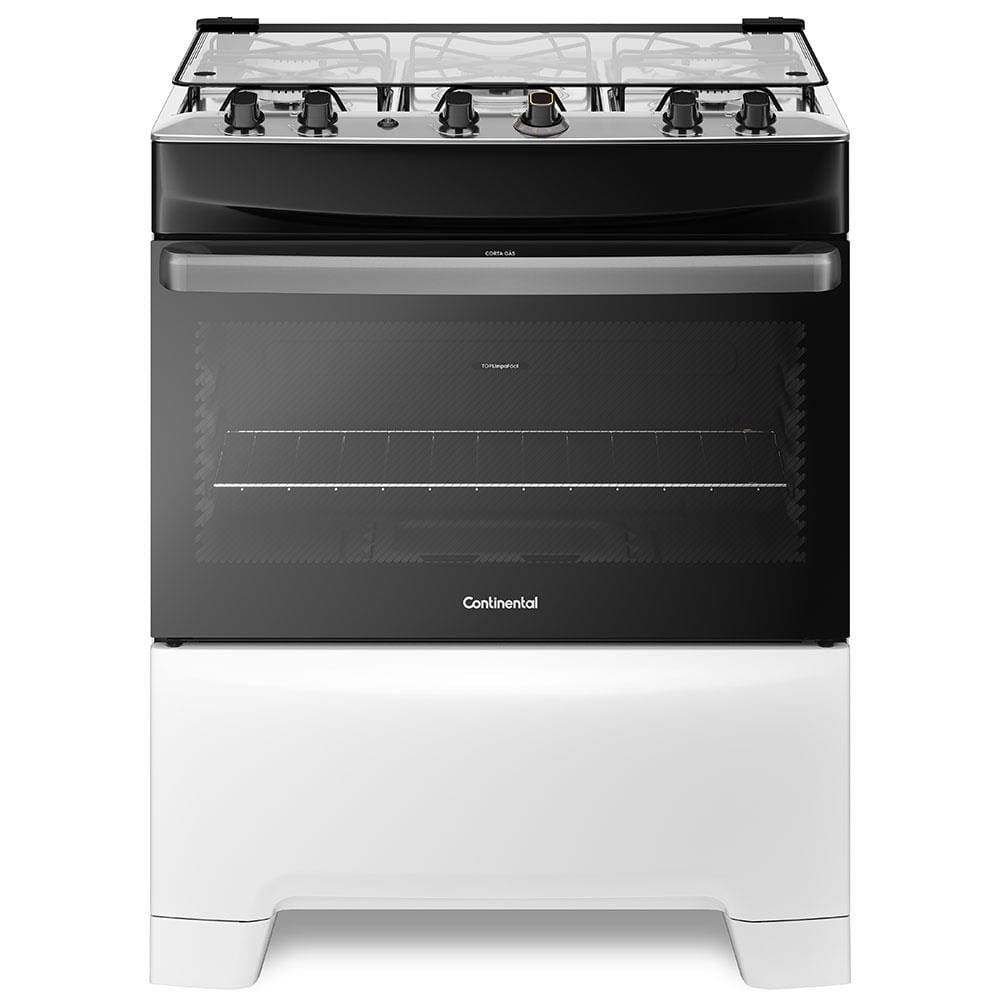Encontraproduto.com.br - Fogão 5 Bocas Continental Branco Automático com TOPLimpaFácil (FC5IB) Premium
