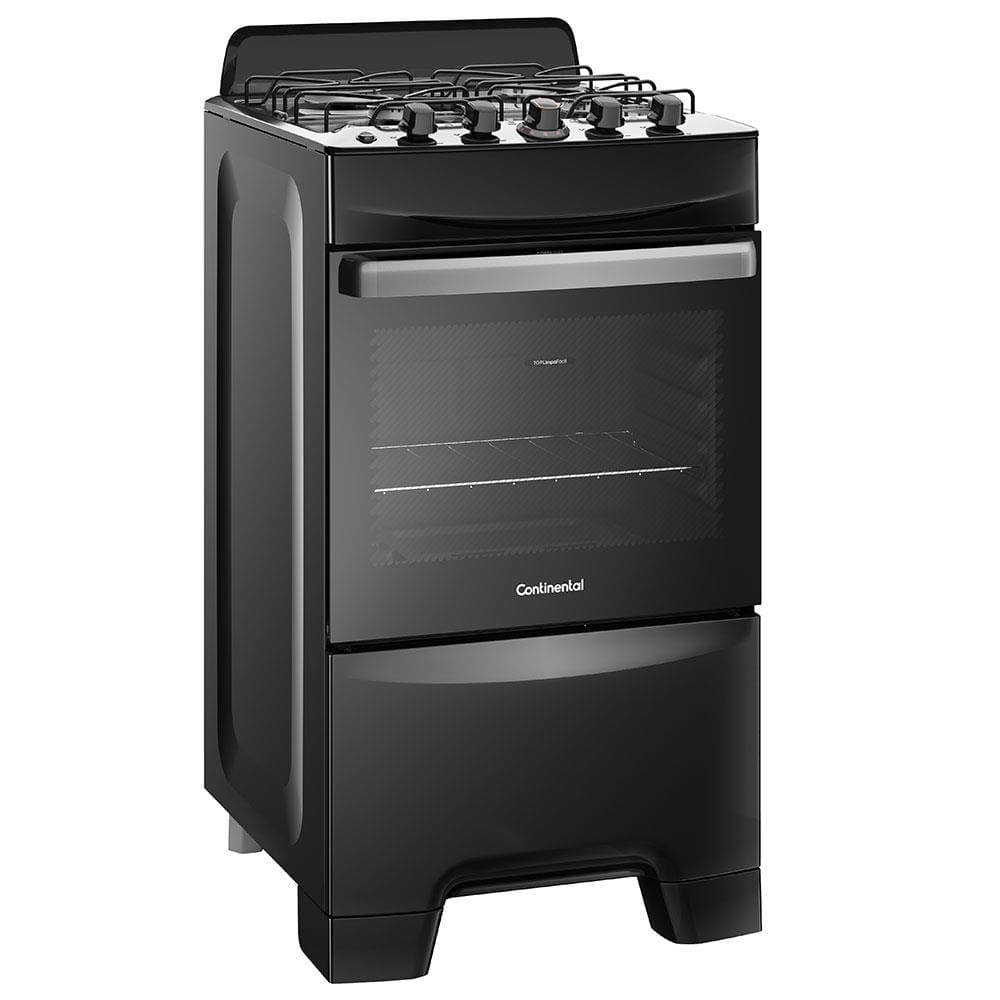 Encontraproduto.com.br - Fogão 4 Bocas Continental Preto Automático com TOPLimpaFácil (FC4LP) Premium