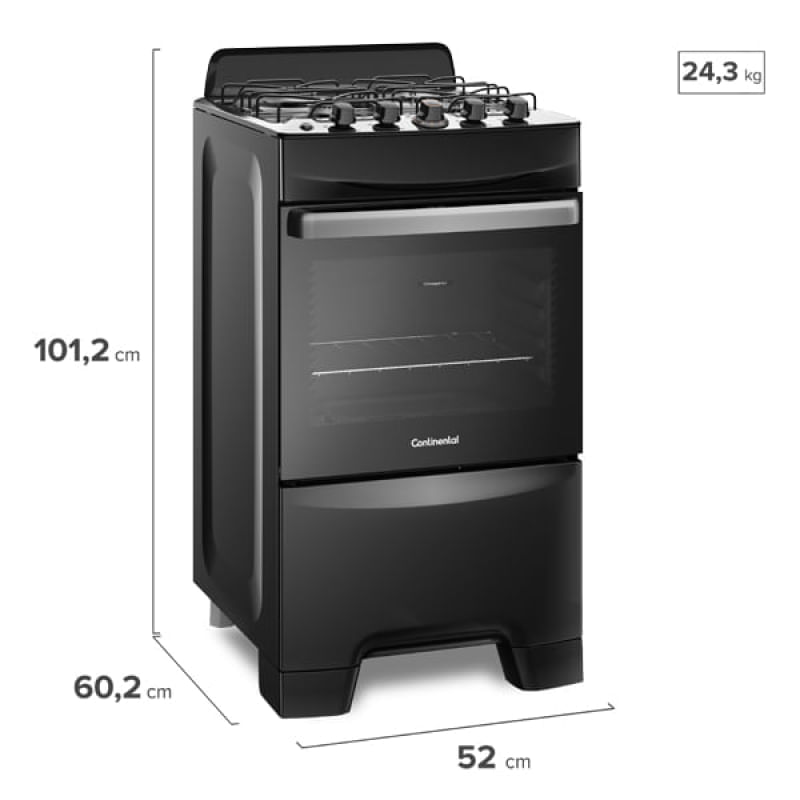 Encontraproduto.com.br - Fogão 4 Bocas Continental Preto Automático com TOPLimpaFácil (FC4LP) Premium