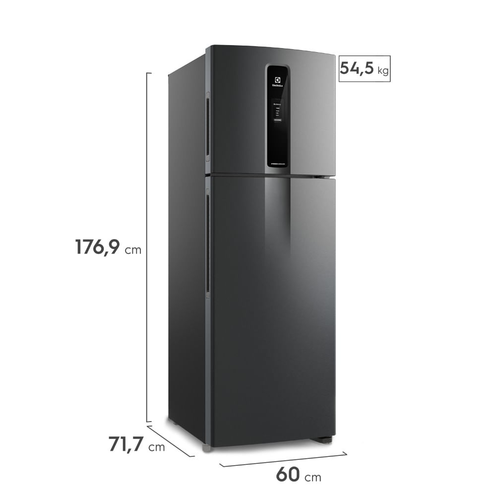 Encontraproduto.com.br - Geladeira Electrolux Frost Free Inverter 390L Efficient AutoSense Duplex Black Inox Look (IF43B)