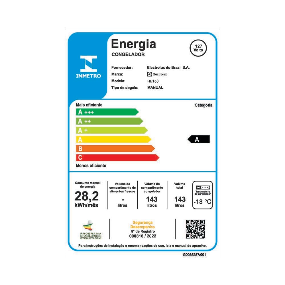 Encontraproduto.com.br - Freezer Horizontal Electrolux Cycle Defrost 143L com função Turbo Freezer Uma Porta (HE150)