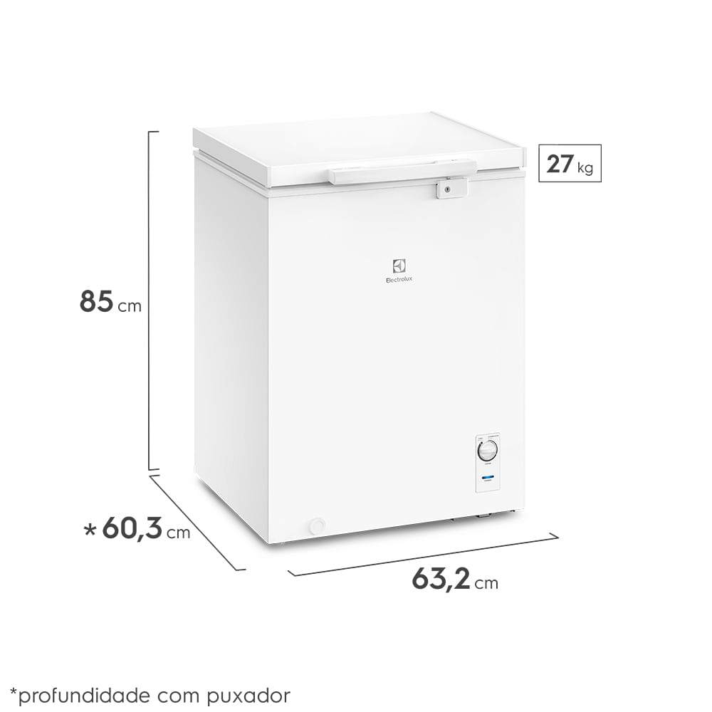 Encontraproduto.com.br - Freezer Horizontal Electrolux Cycle Defrost 143L com função Turbo Freezer Uma Porta (HE150)