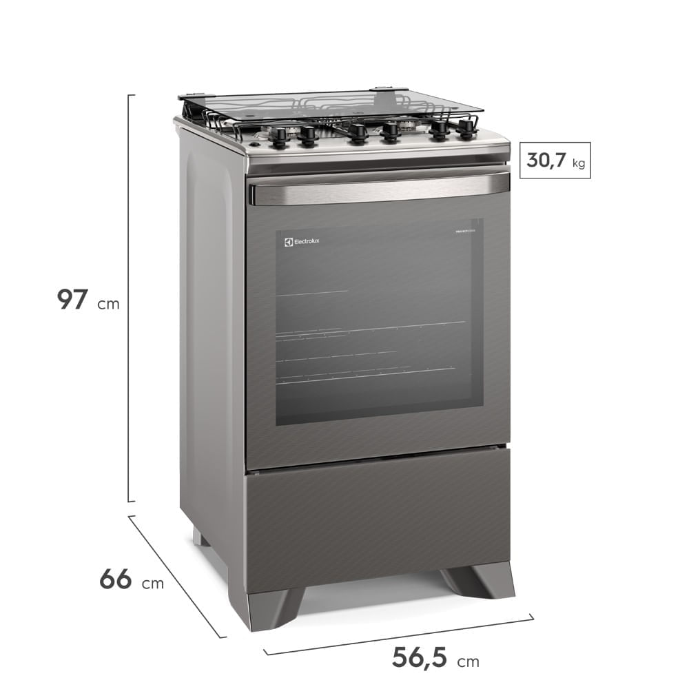 Encontraproduto.com.br - Fogão 4 bocas Electrolux Cinza Experience com Mesa Inox, Timer e Tripla Chama (FE4TC)
