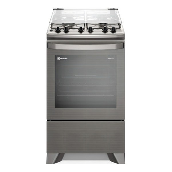Fogão 4 bocas Electrolux Cinza Experience com Mesa Inox, Timer e Tripla Chama (FE4TC)