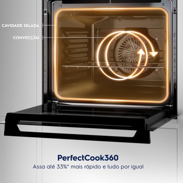 Encontraproduto.com.br - Fogão 4 bocas Electrolux Cinza Experience com Mesa de Vidro, Duplo Forno e PerfectCook360 (FE4DC)