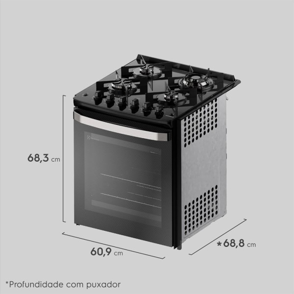 Encontraproduto.com.br - Fogão de Embutir 4 bocas Electrolux Preto Experience Mesa Vidro, Grill e VaporBake (FE4EP)