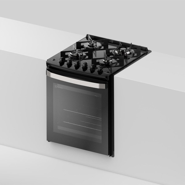 Encontraproduto.com.br - Fogão de Embutir 4 bocas Electrolux Preto Experience Mesa Vidro, Grill e VaporBake (FE4EP)