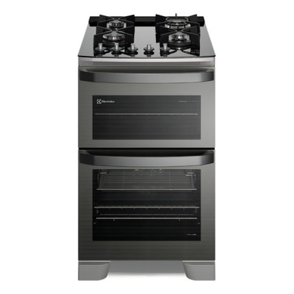 Fogão 4 bocas Electrolux Cinza Expert 2 Fornos, Função Air Fryer, Grill e Timer (FE4AD)