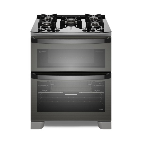 Fogão 5 bocas Electrolux Cinza Expert Função Air Fryer, 2 Fornos, Grill e Timer (FE5AD)