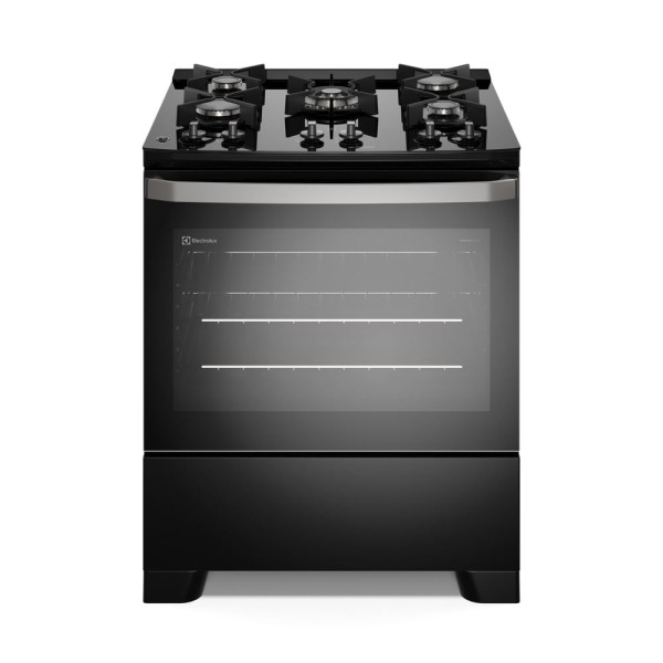 Fogão 5 bocas Electrolux Preto Efficient Mesa de Vidro, PerfectCook e Grades de Ferro (FE5GB)