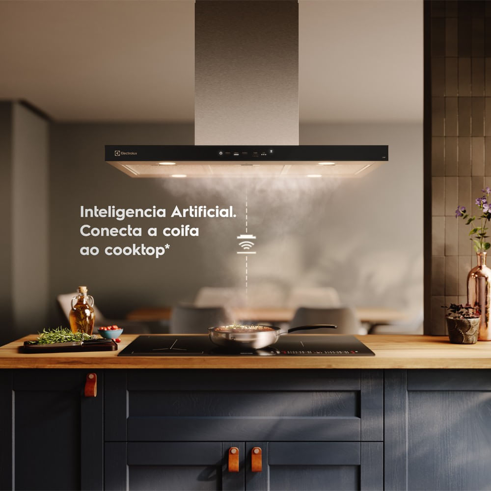 Encontraproduto.com.br - Coifa de Ilha Electrolux 90cm Inox Experience com Inteligência Artificial e Alto Poder Sucção (CE9IF)