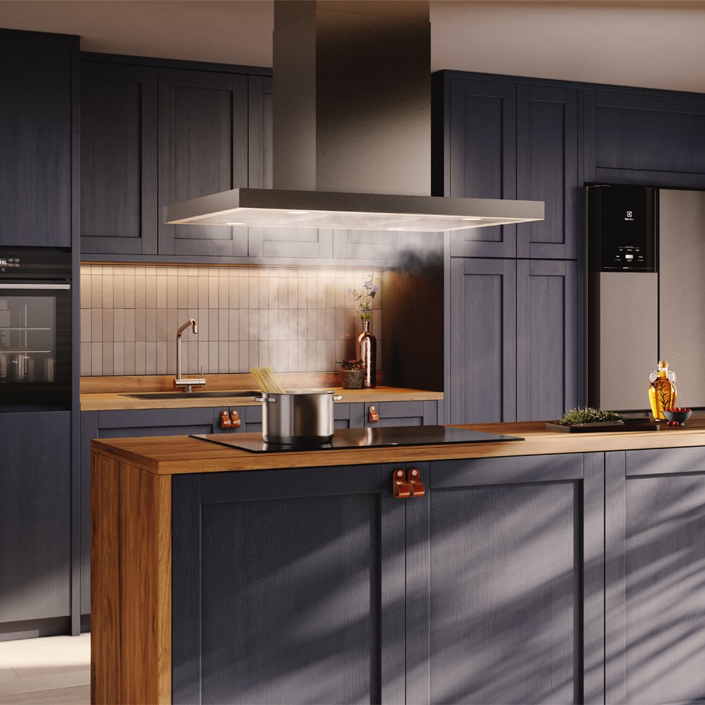 Encontraproduto.com.br - Coifa de Ilha Electrolux 90cm Inox Experience com Inteligência Artificial e Alto Poder Sucção (CE9IF)