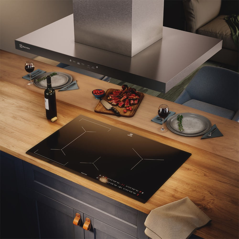 Encontraproduto.com.br - Coifa de Ilha Electrolux 90cm Inox Experience com Inteligência Artificial e Alto Poder Sucção (CE9IF)