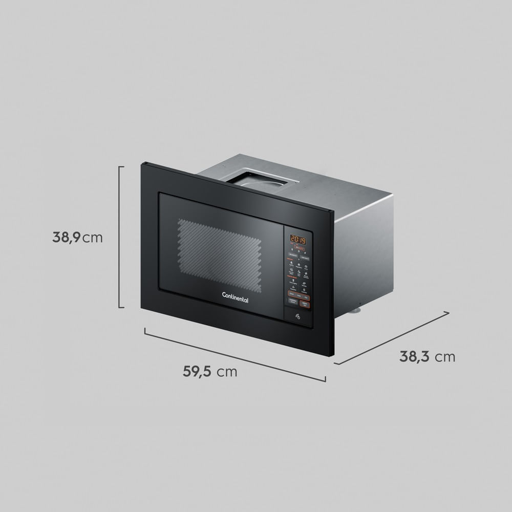 Encontraproduto.com.br - Micro-ondas de Embutir Continental 27L Preto com Função Tira Odor (MC2EP)
