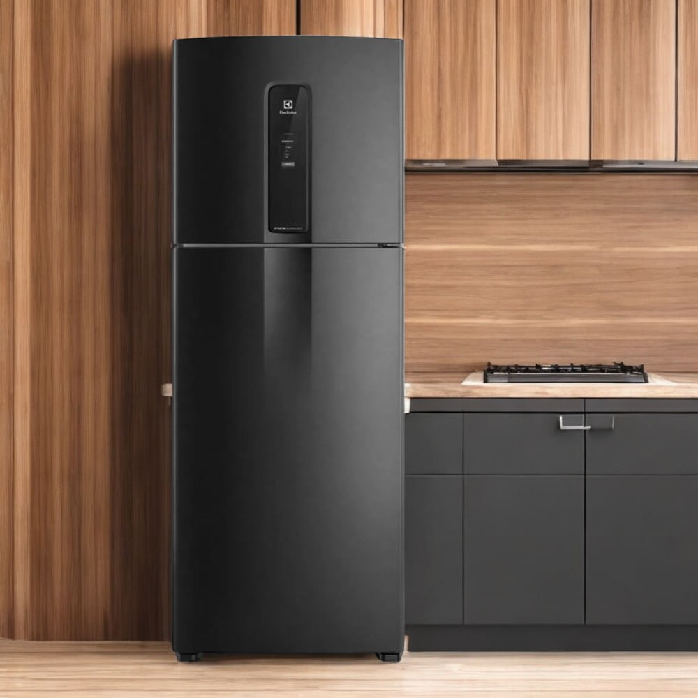 Encontraproduto.com.br - Geladeira Electrolux Frost Free Inverter 480L Efficient com AutoSense SmartBivolt Duplex cor Black Inox Look (IT70B)