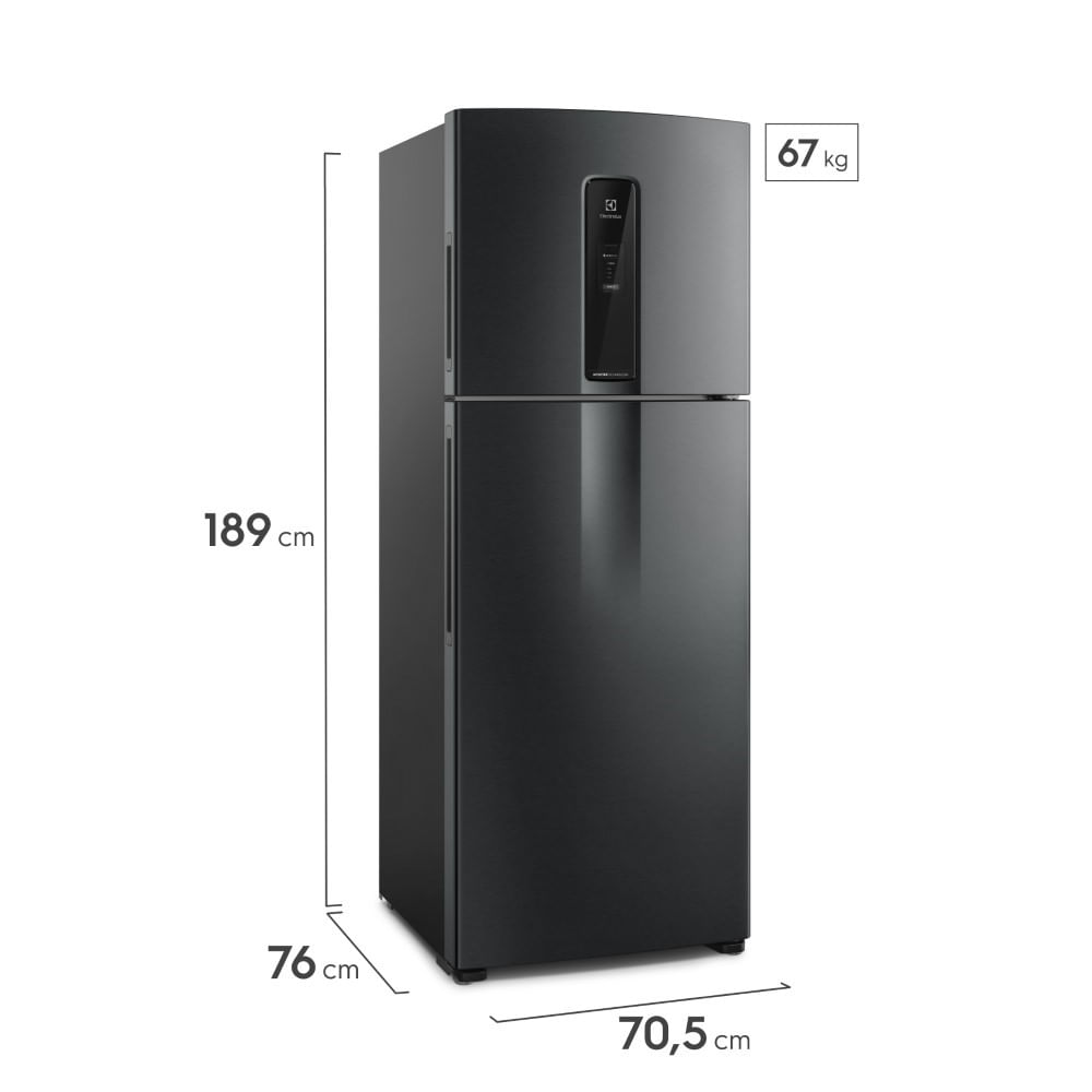 Encontraproduto.com.br - Geladeira Electrolux Frost Free Inverter 480L Efficient com AutoSense SmartBivolt Duplex cor Black Inox Look (IT70B)