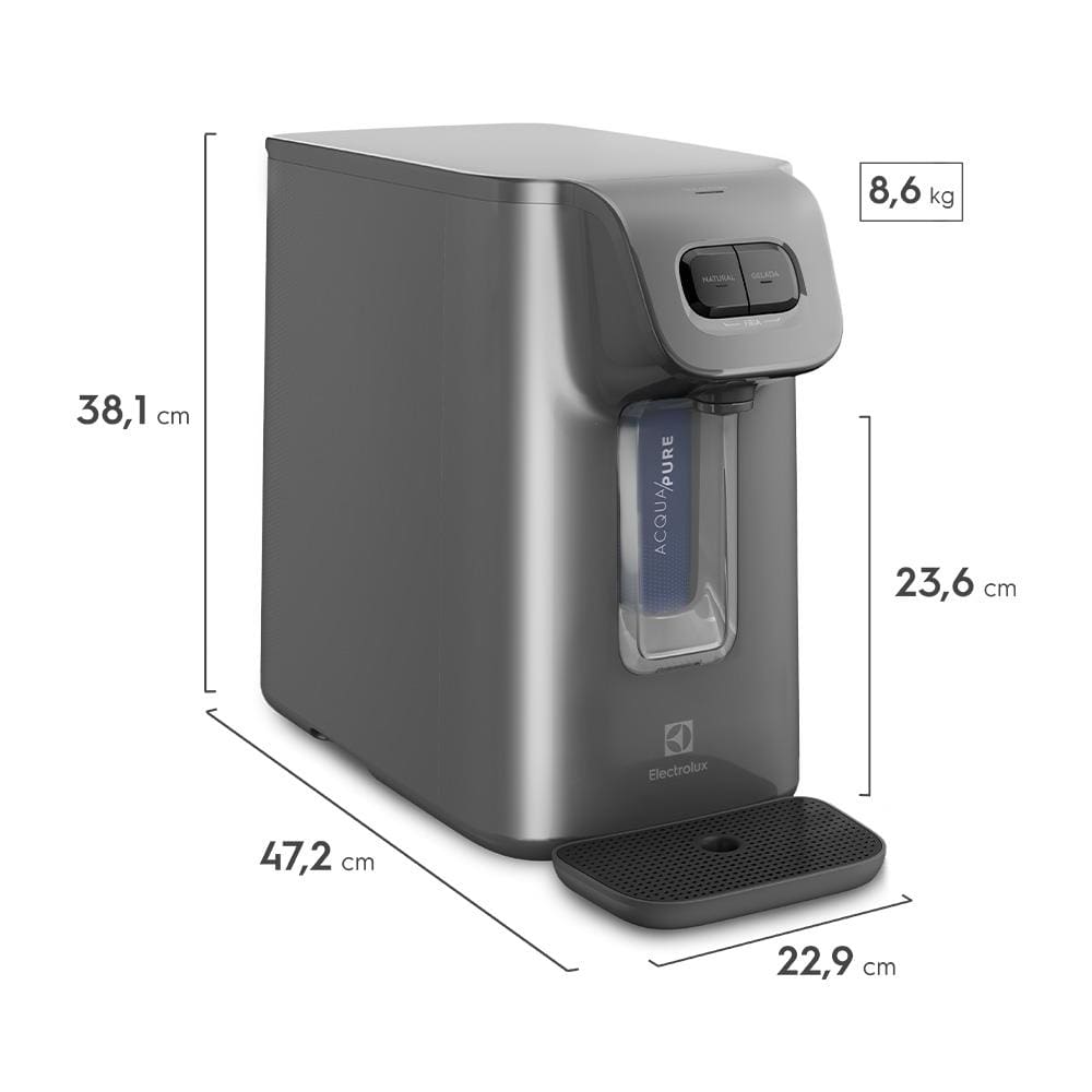 Encontraproduto.com.br - Purificador Electrolux Experience PC01X Água Fria, Natural e Gelada com Compressor Grafite 127V
