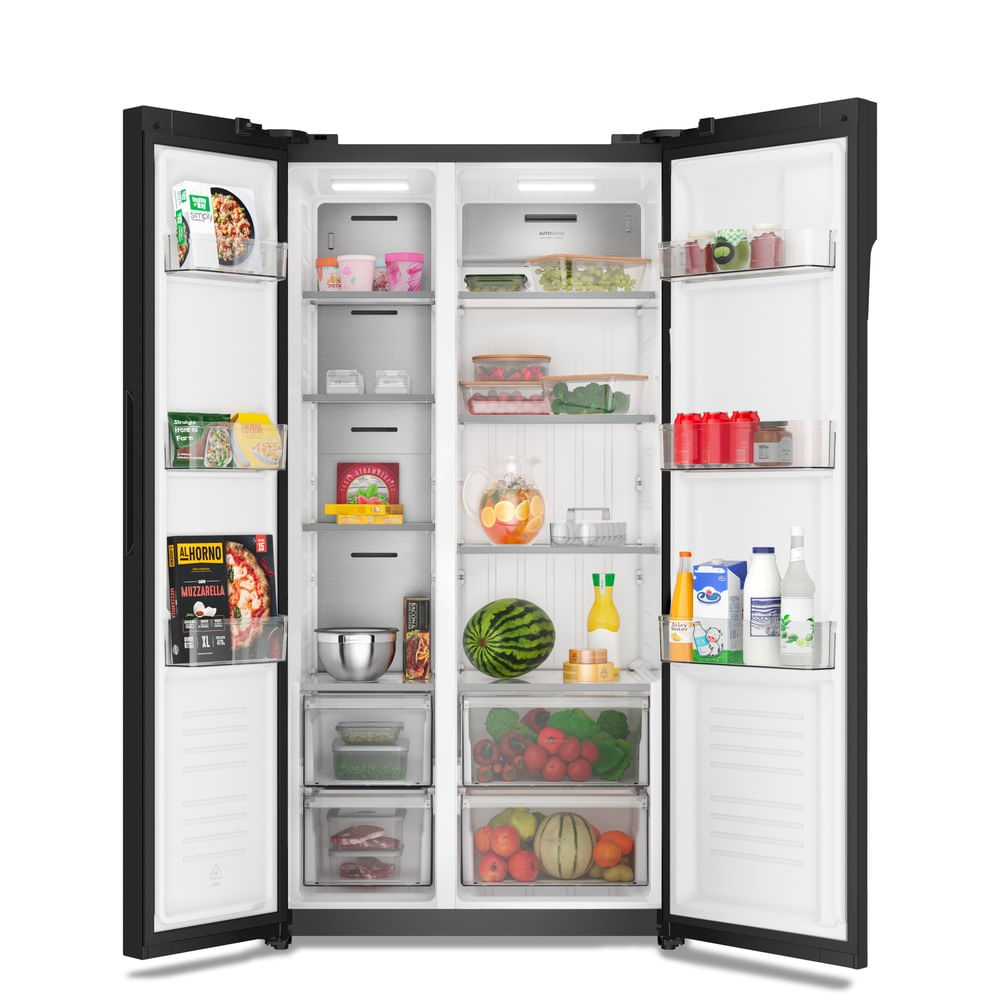 Geladeira Electrolux Frost Free Inverter 531L Efficient AutoSense Side by Side Vidro Preto (ES5GB)